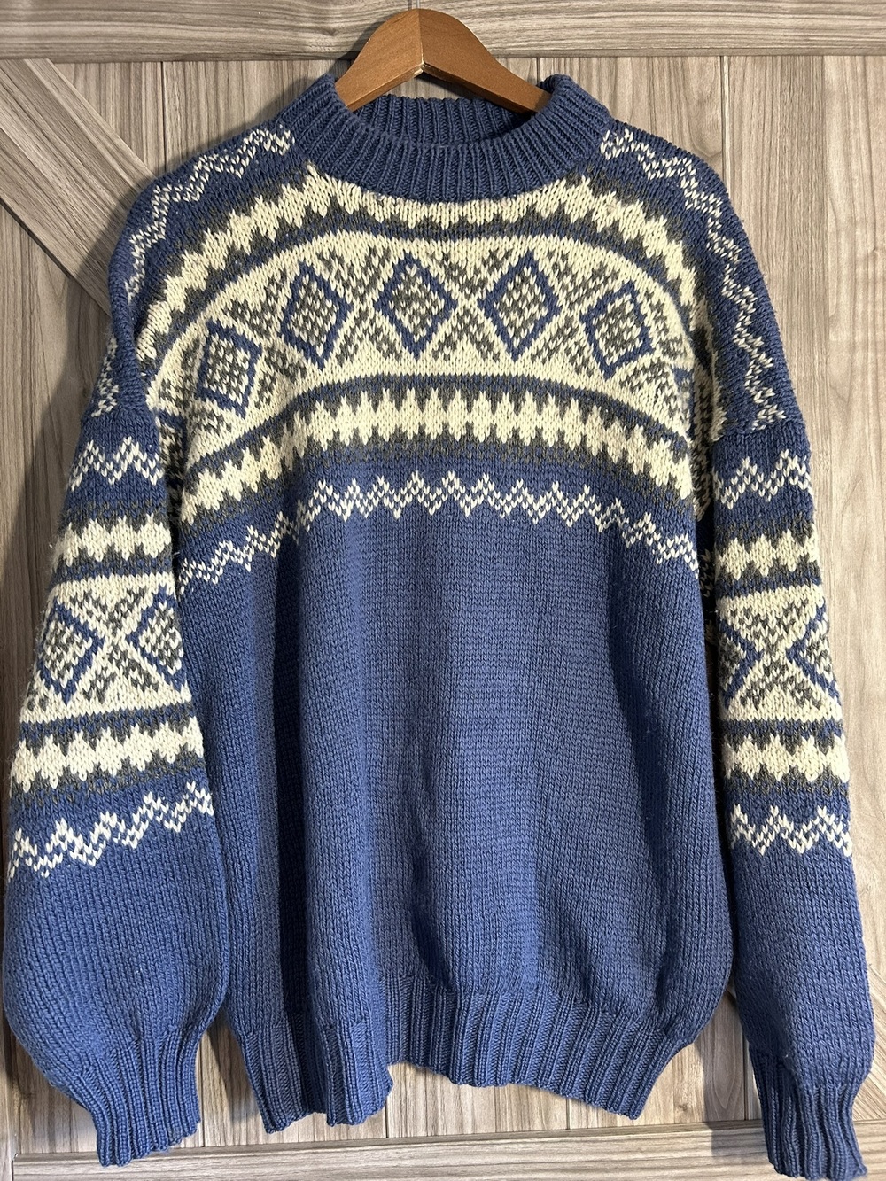 Vintage Pulsar 100% Merino Wool Hand Made Nordic Marius Knit Sweater - Men's L